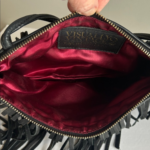 Visually Vintage 2 Black Leather Fringe Crossbody Bag - Picture 6 of 9